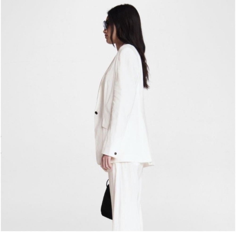RAG & BONE Andre Linen Blend Blazer White - Picture 2 of 14